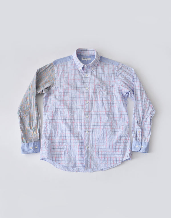 チェックの袖切替シャツ